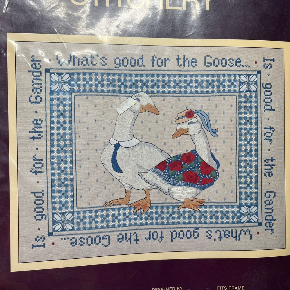 Vintage 1984 Sunset Stitchery Kit What's Good For The Goose 2724